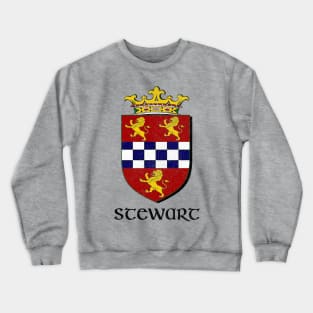 Stewart Name / Faded Style Family Crest Coat Of Arms Design Crewneck Sweatshirt